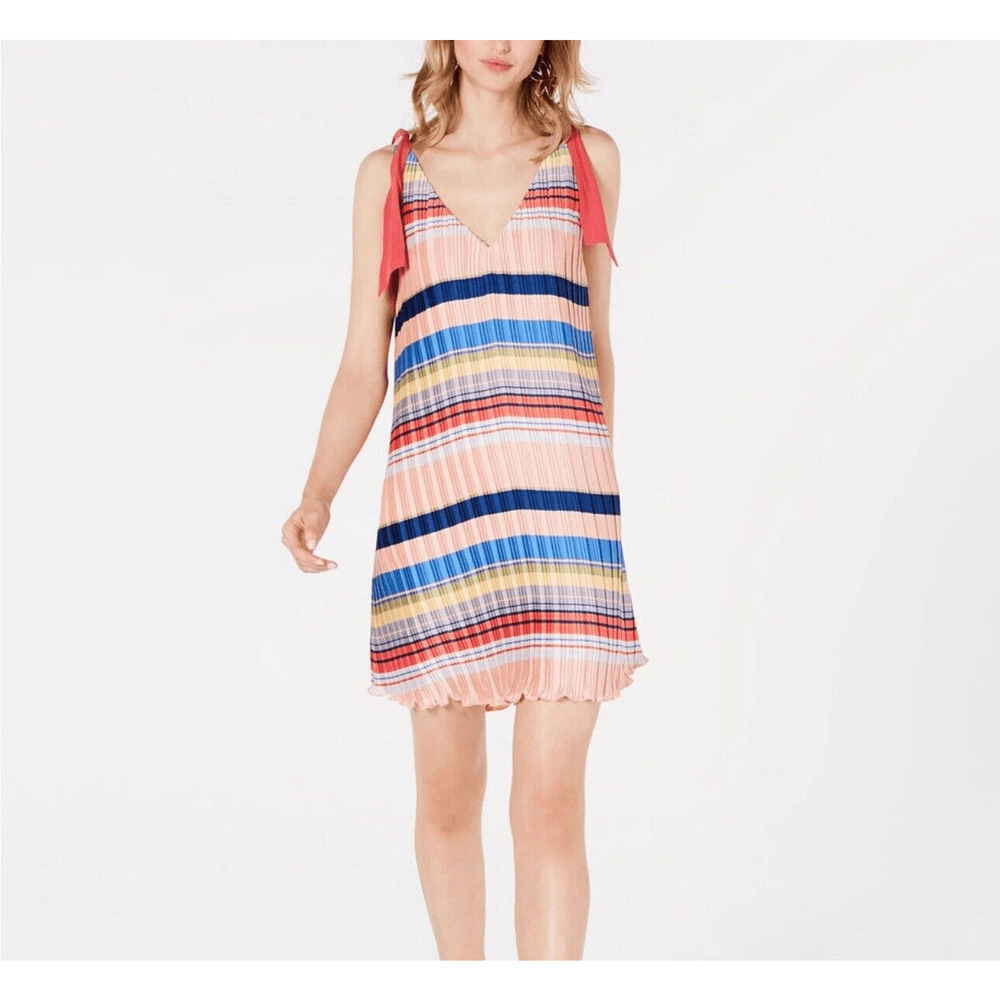 Foxiedox‎ Striped Crinkle-Pleated Dress Size XL Summer Swing Midi Woman's XL EUC